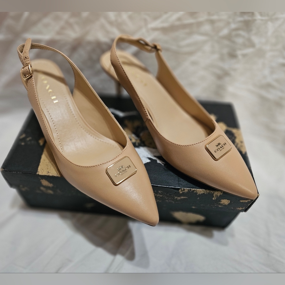 Coach Jillian Slingback Heels In Beechwood
